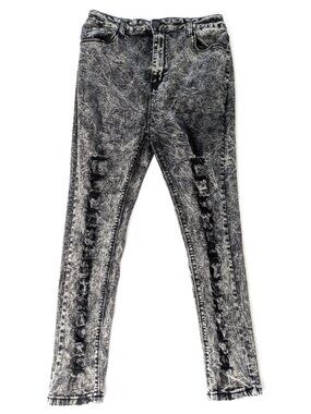 Distressed Black Bamboo Jeans - Girl's 15/16 - Youth Skinny Destroyed Look